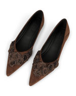 Ballerines Flora LUDOVISI – détail floral marron