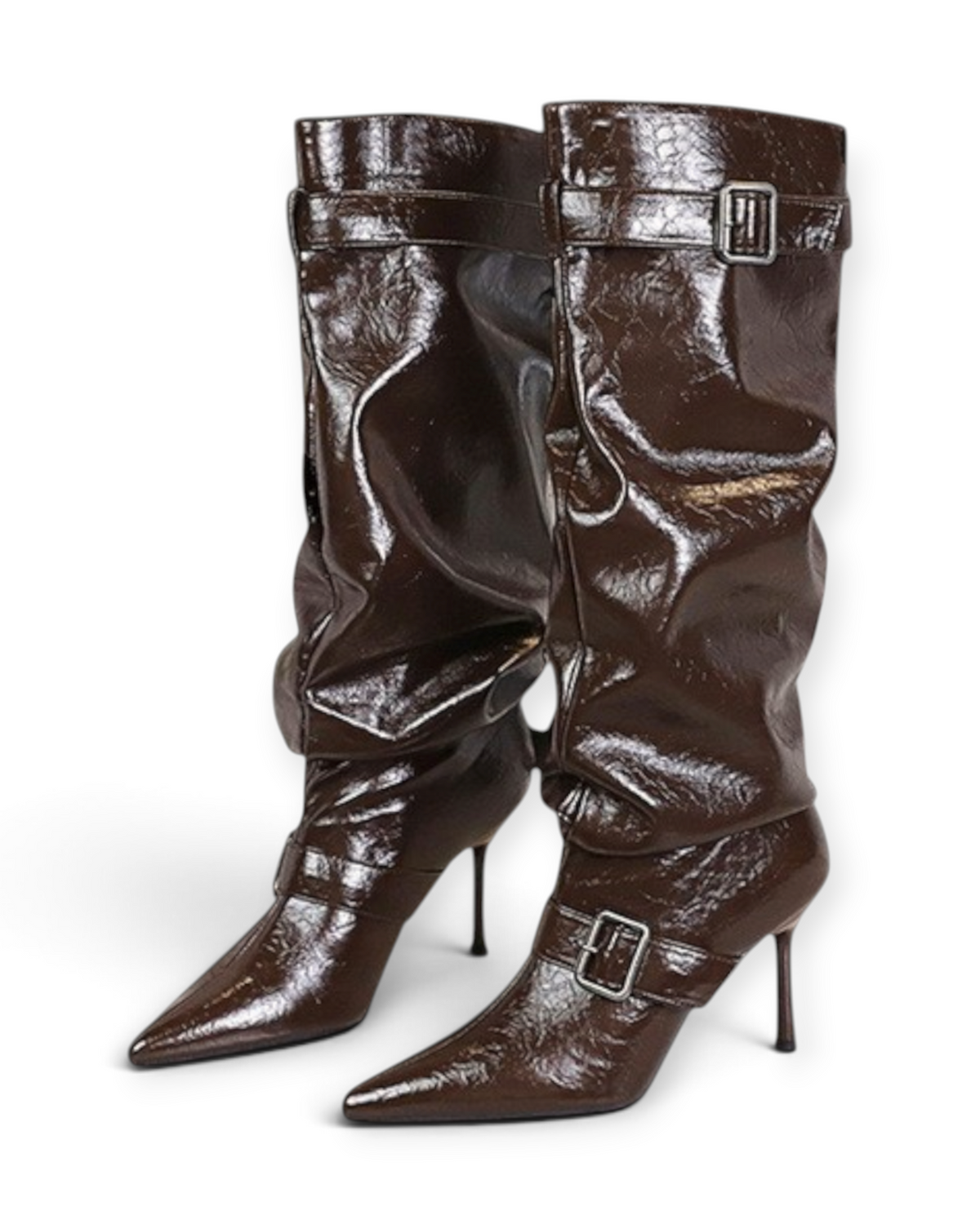 Bottes Valentina LUDOVISI – effet froissé marron