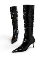 Bottes Vesper LUDOVISI – effet drapé verni noir