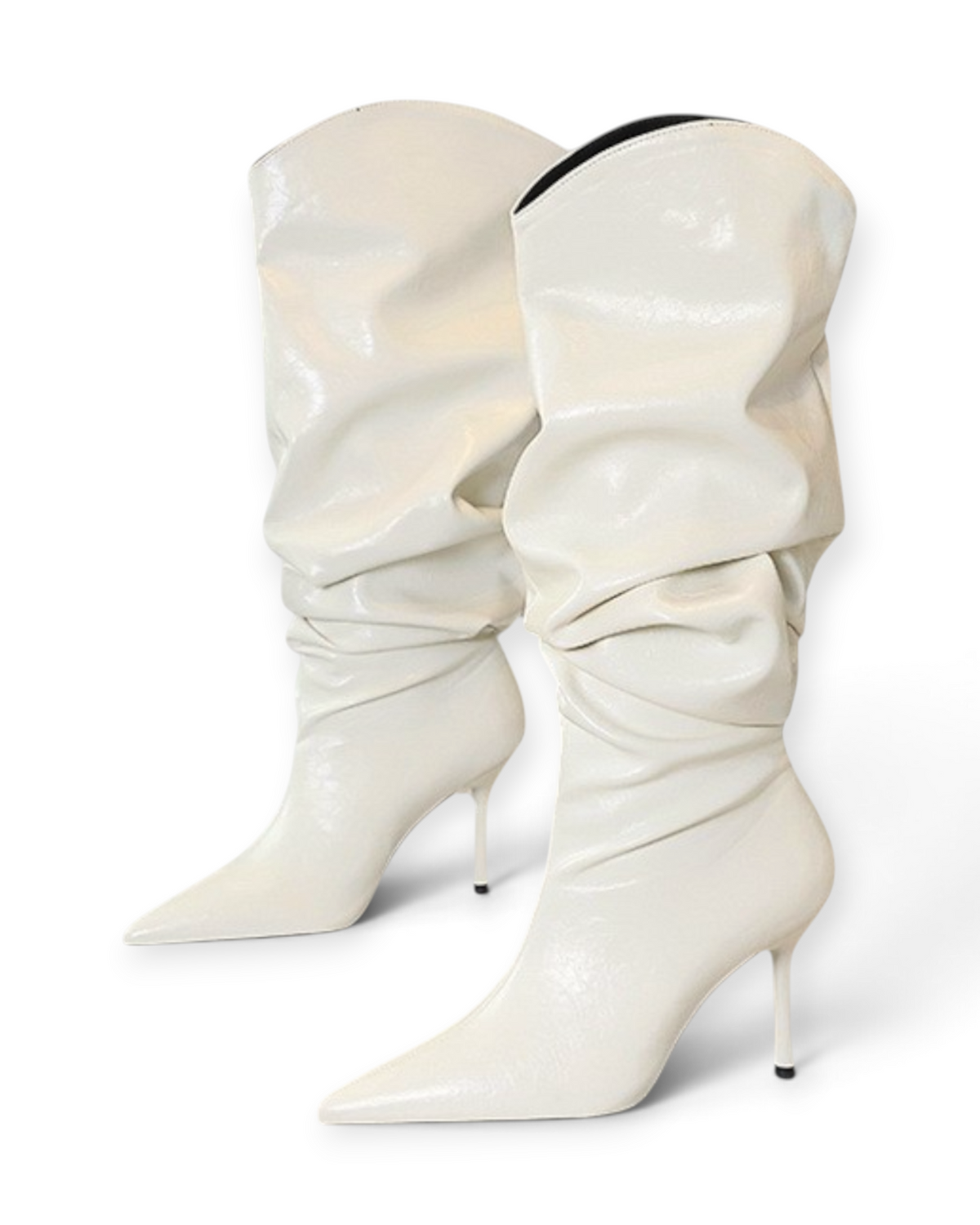 Bottes Sienna LUDOVISI – effet plissé blanc cassé