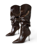 Bottes Sienna LUDOVISI – effet plissé marron