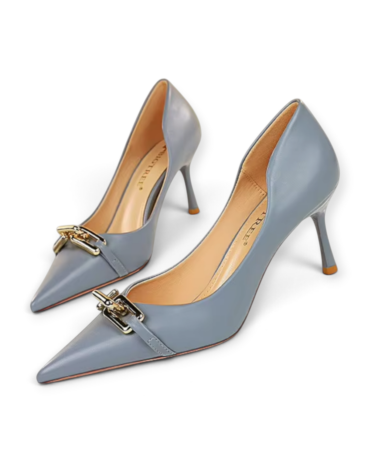 Escarpins Bouton d’Or LUDOVISI – détail doré bleu gris
