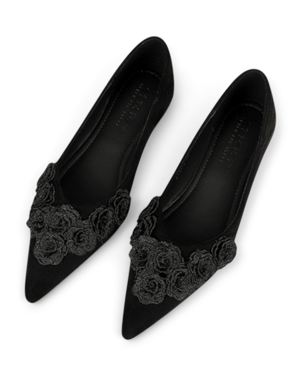 Ballerines Flora LUDOVISI – détail floral noir