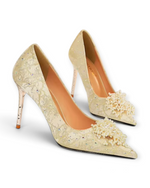 Escarpins Bouquet de Perles LUDOVISI – perles beige